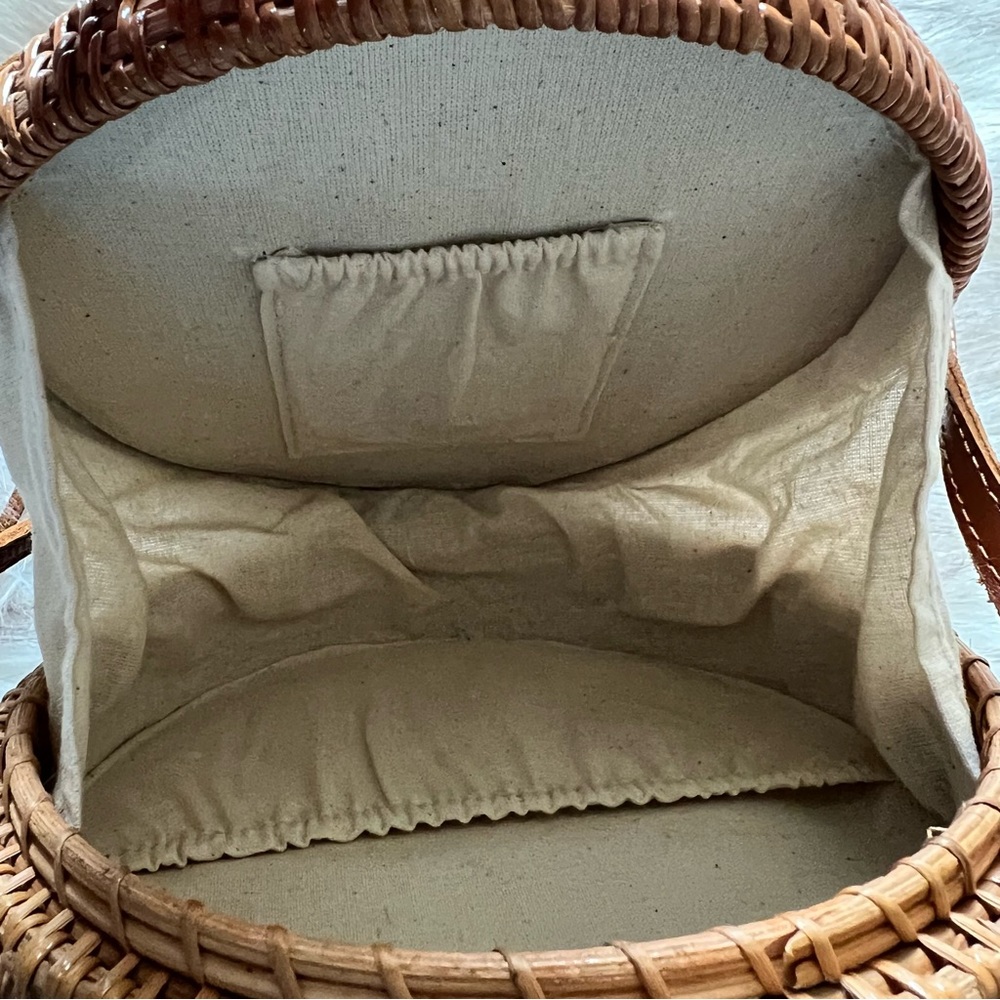 Brown Rattan Round Bag - Picture 2 of 3